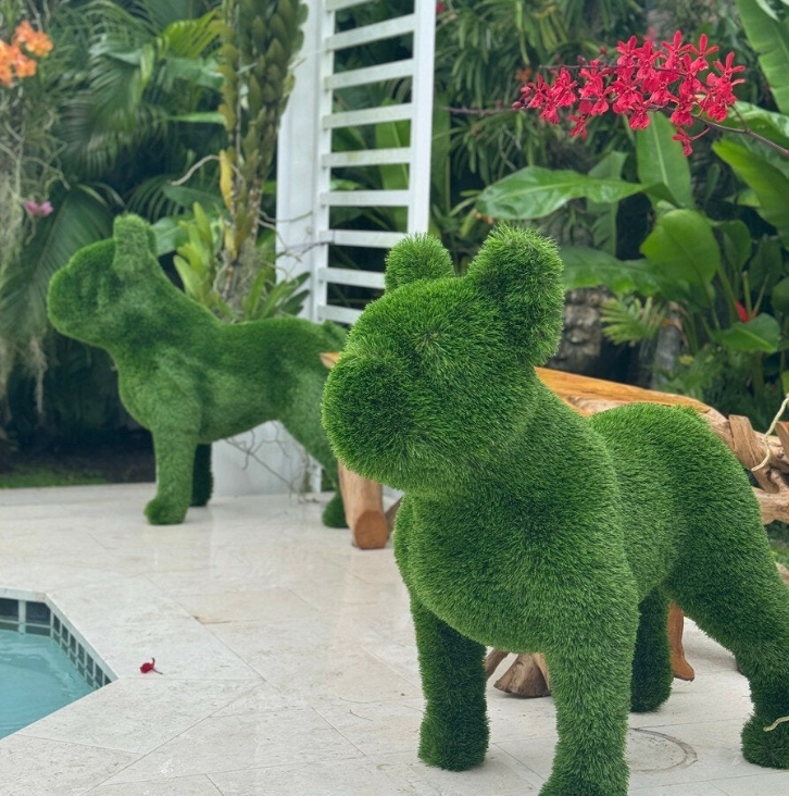 Topiary Französische Bulldogge – Formgehölz aus Kunstpflanzen