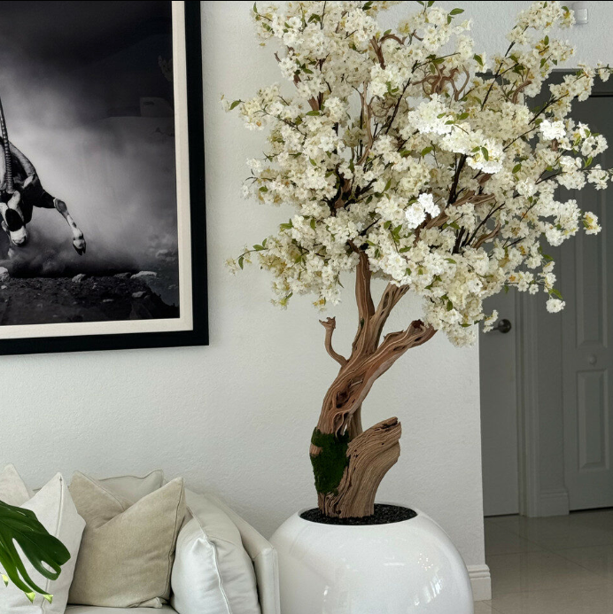 Kirschblütenbaum Weiss Globus – Kunstbaum mit Realtouch-Blüten