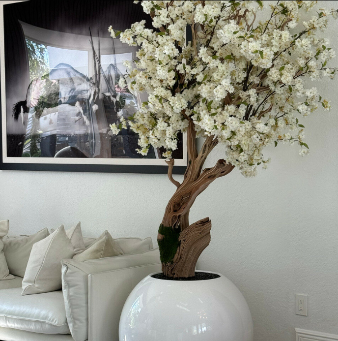 Kirschblütenbaum Weiss Globus – Kunstbaum mit Realtouch-Blüten