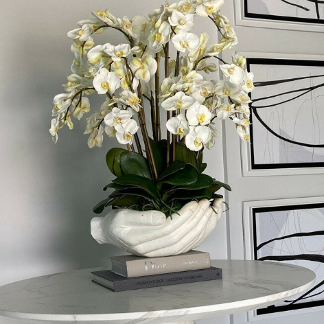 Phalaenopsis Skulptur Offene Hände – Realtouch Orchideen-Arrangement
