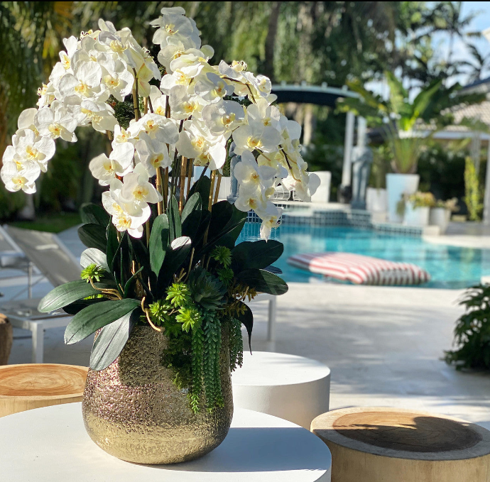 Delaney Vase Gold Phalaenopsis – Realtouch Orchideen-Arrangement