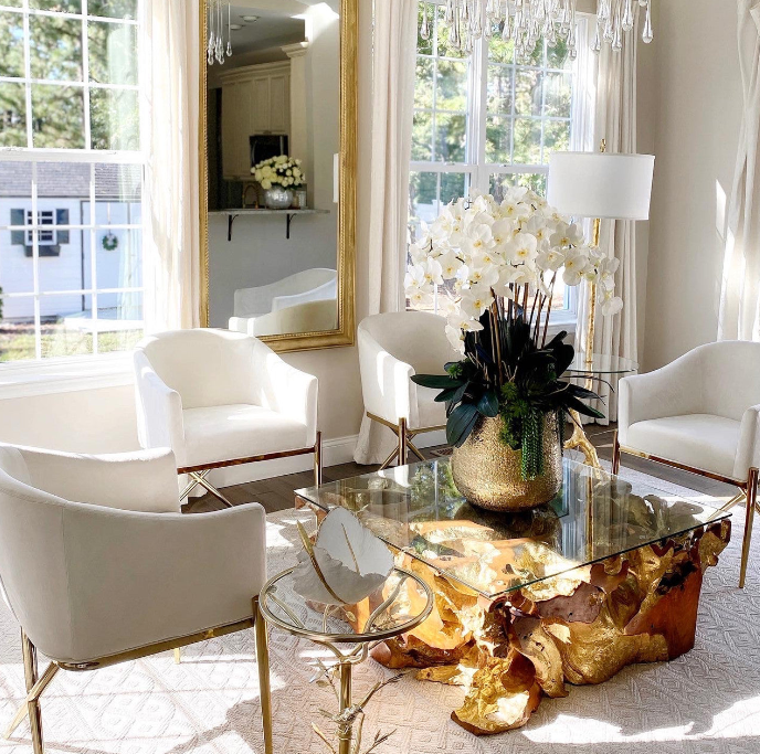 Delaney Vase Gold Phalaenopsis – Realtouch Orchideen-Arrangement