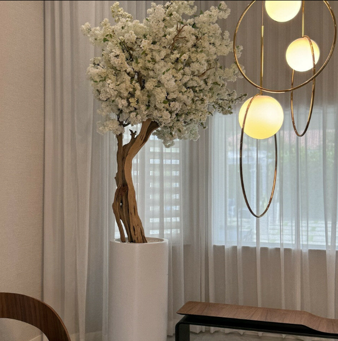 Kirschblütenbaum Weiss St. Tropez Beige – Kunstbaum mit Realtouch-Blüten