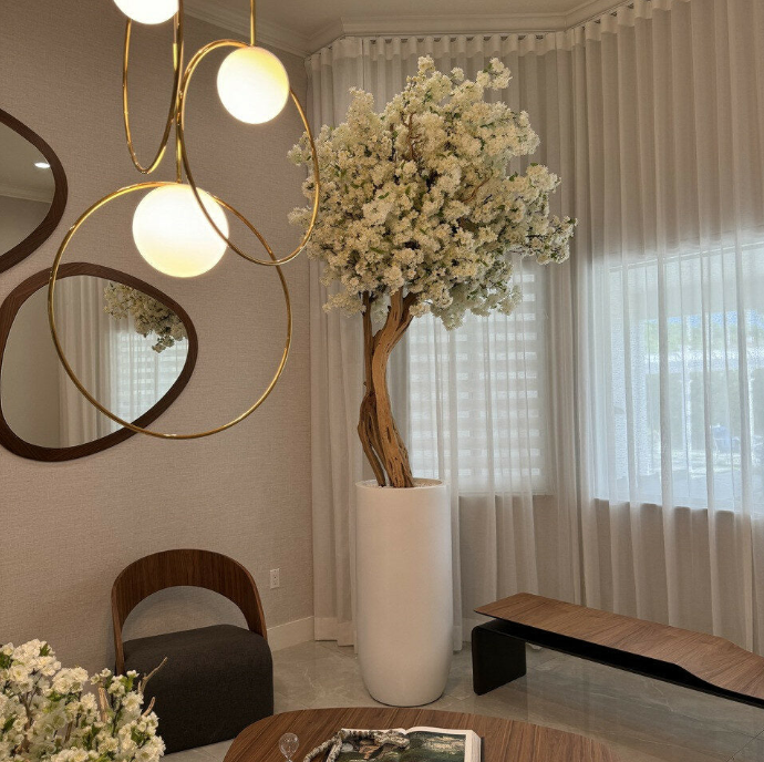 Kirschblütenbaum Weiss St. Tropez Beige – Kunstbaum mit Realtouch-Blüten