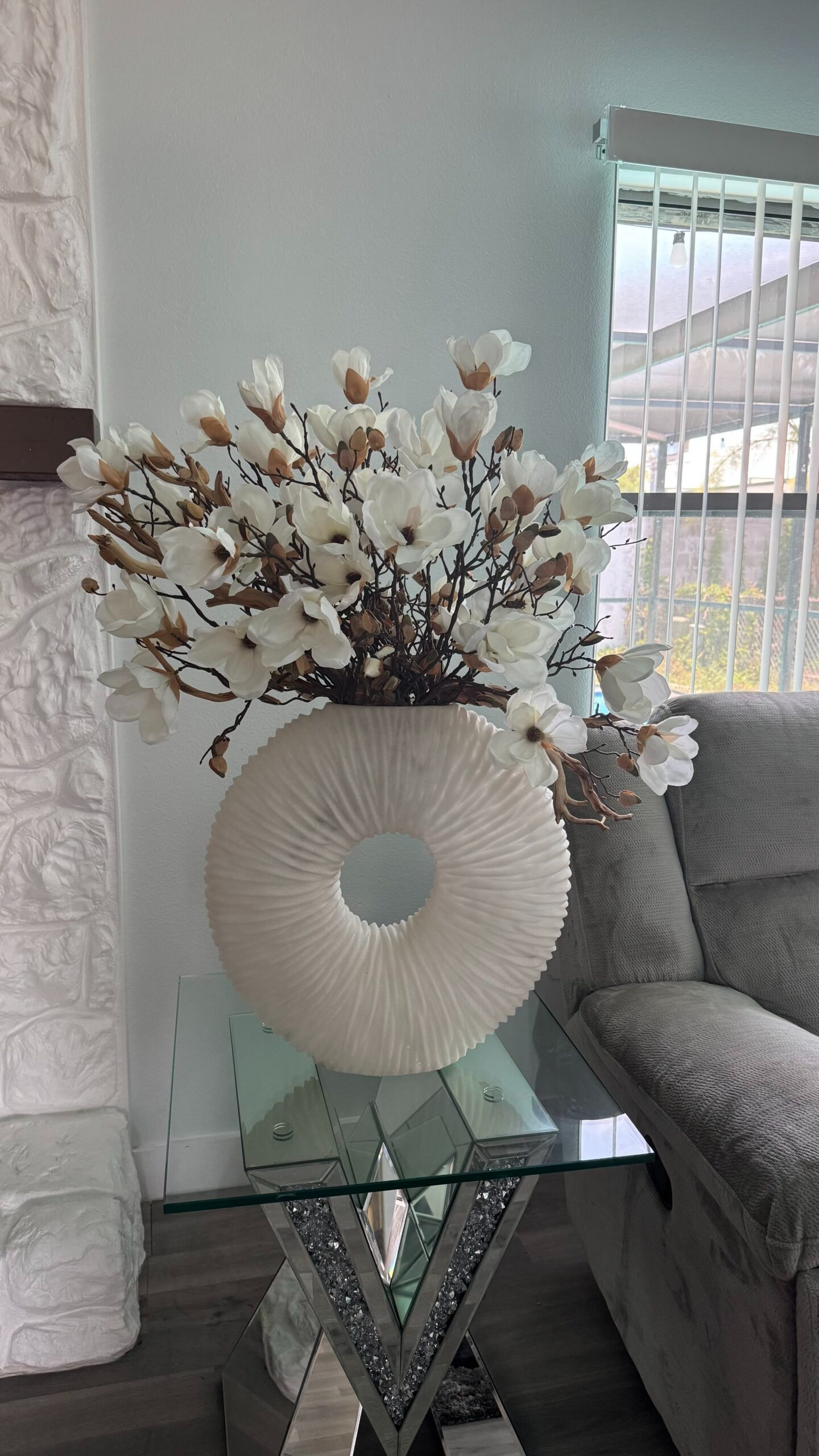 Magnolien-Set Beige 2-teilig – Florales Magnolien-Arrangement