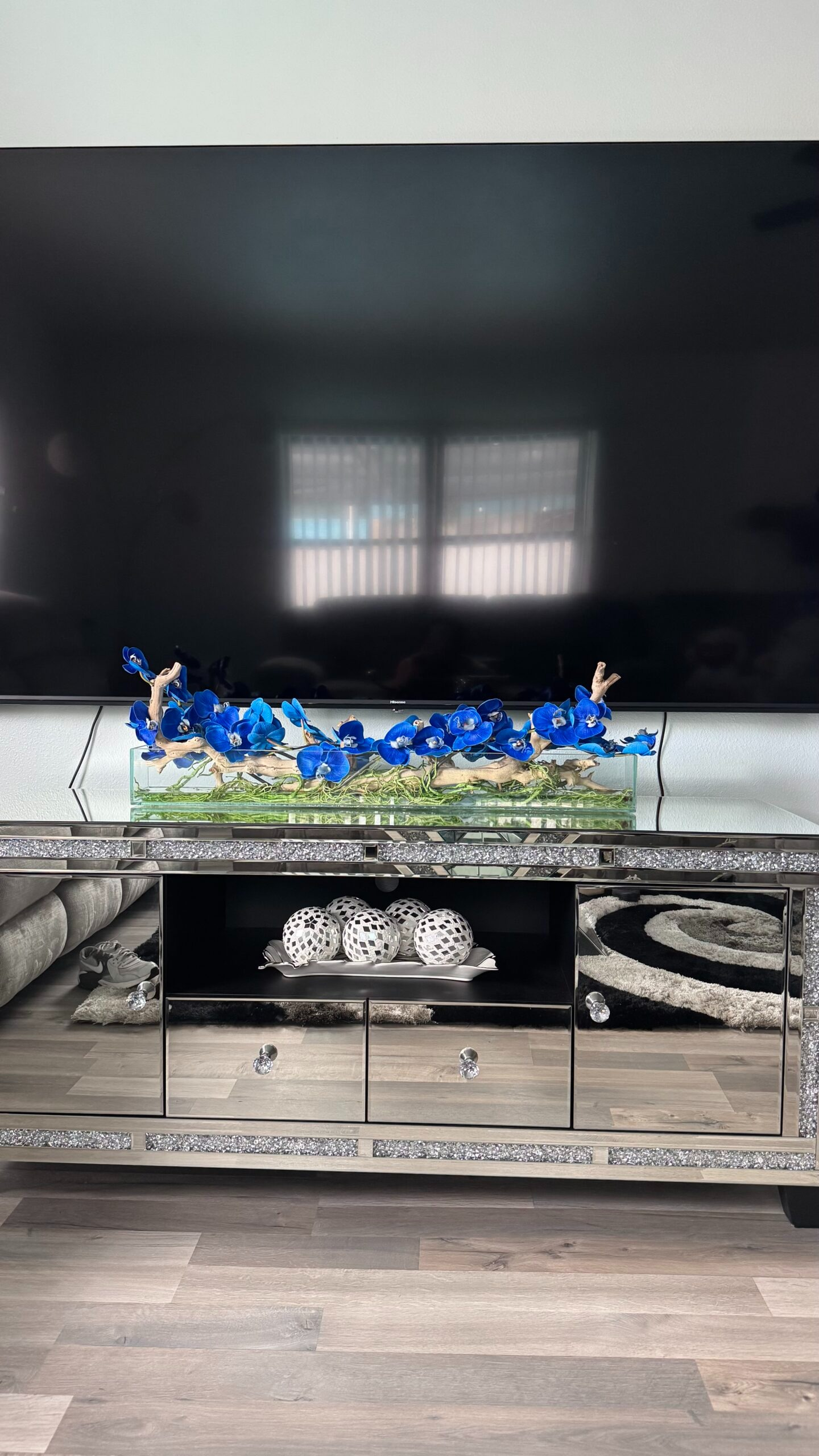 Orchideen-Aquarium Blau 91 cm – Realtouch Orchideen-Arrangement