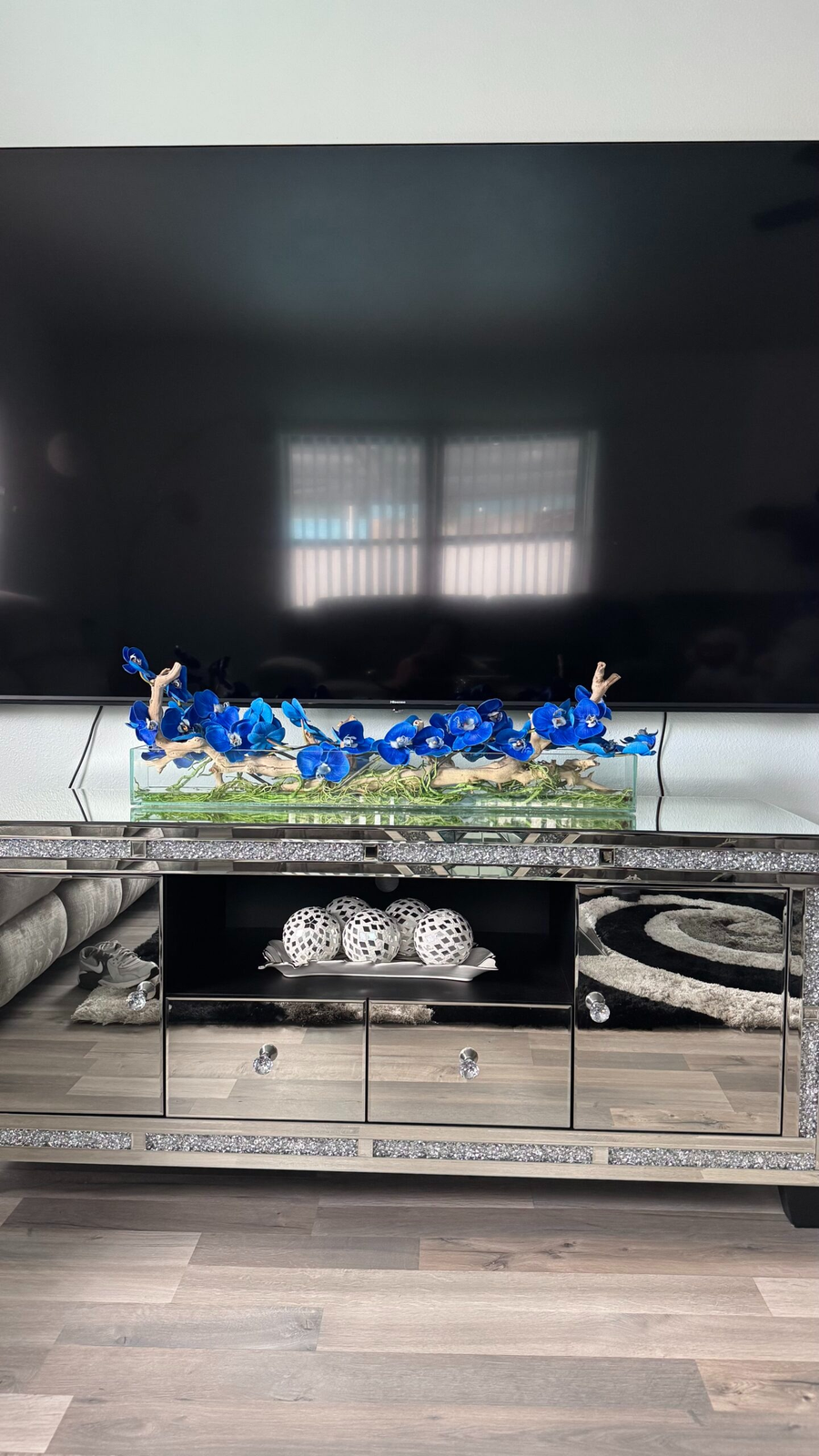 Orchideen-Aquarium Blau 91 cm – Realtouch Orchideen-Arrangement