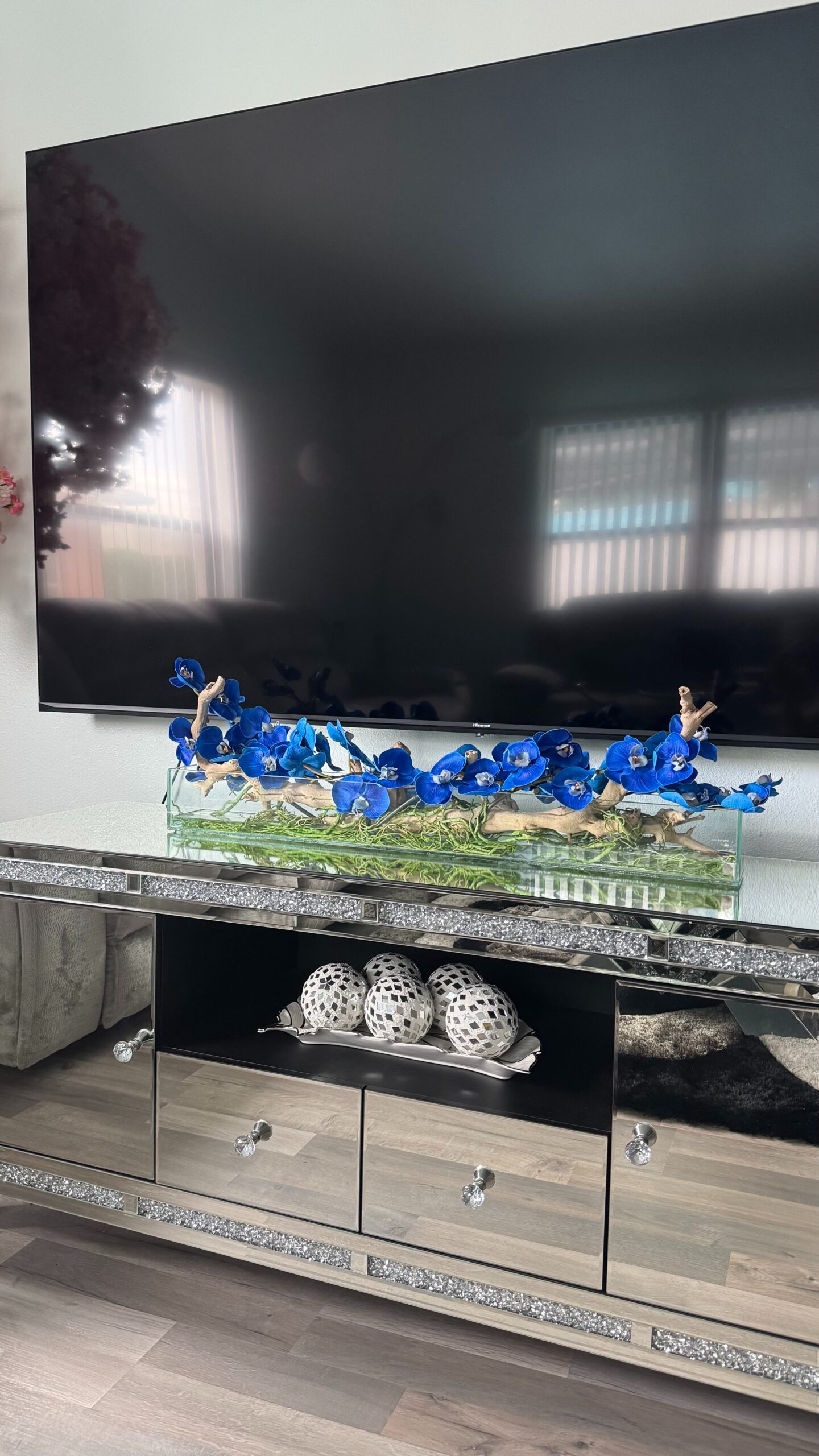 Orchideen-Aquarium Blau 91 cm – Realtouch Orchideen-Arrangement