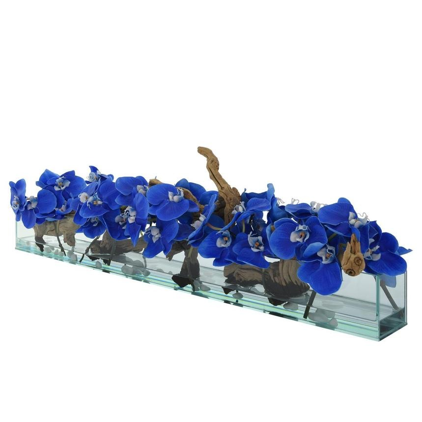 Orchideen-Aquarium Blau 91 cm – Realtouch Orchideen-Arrangement