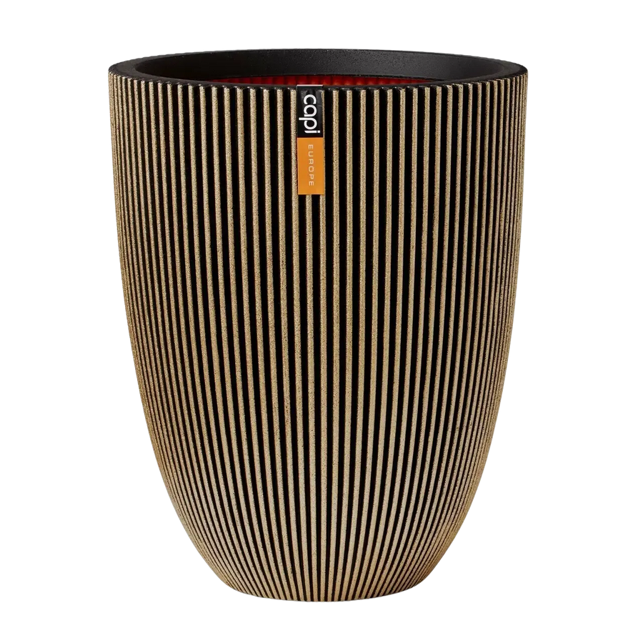 Blumentopf elegant niedrig Groove schwarz gold | 34x46 cm