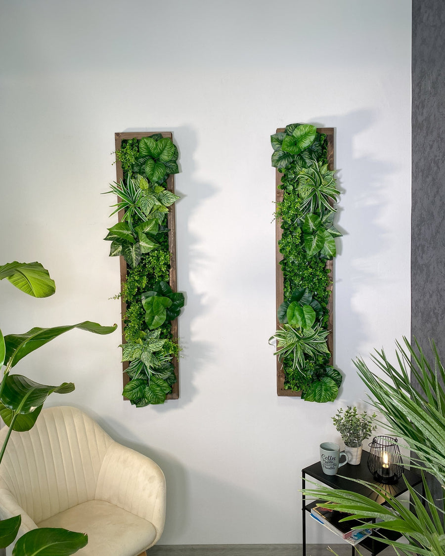 Pflanzenwand Samana Dschungel – Realtouch im Fichtenholzrahmen