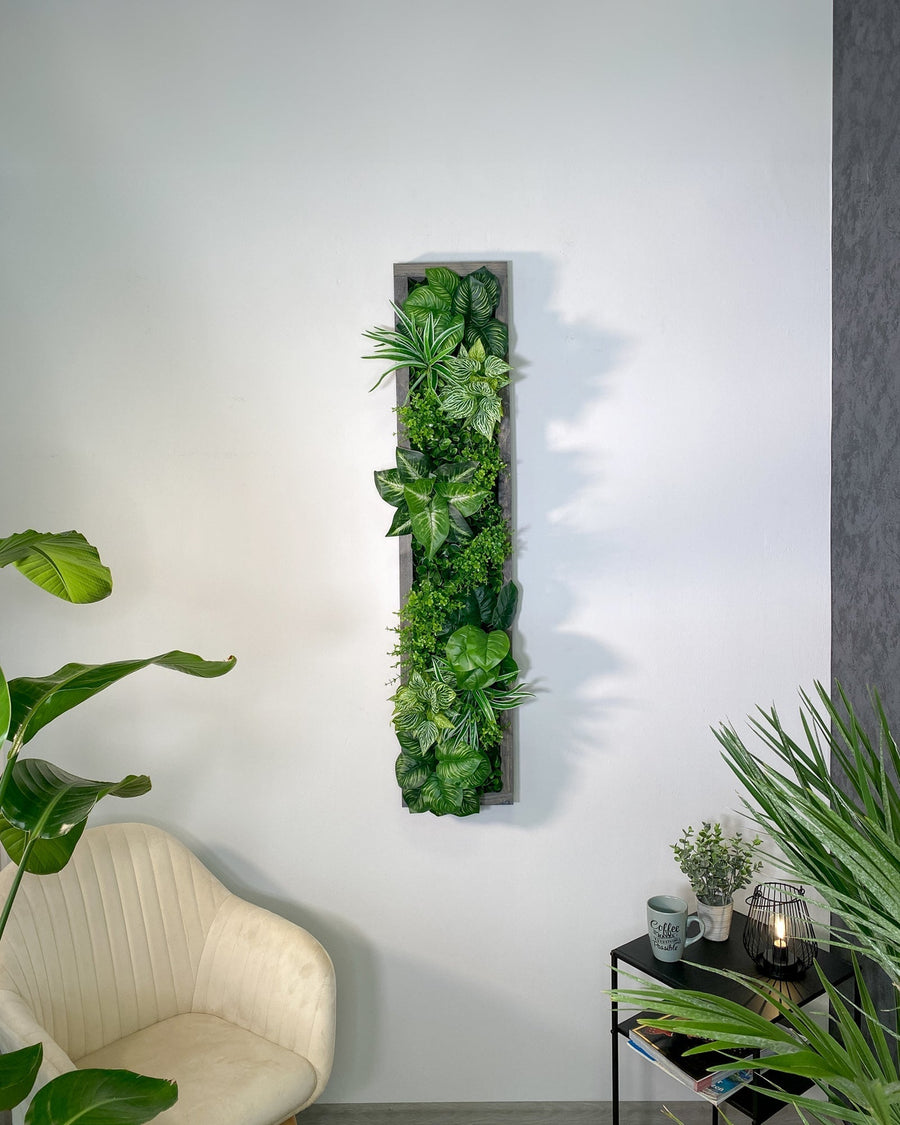 Pflanzenwand Samana Dschungel – Realtouch im Fichtenholzrahmen