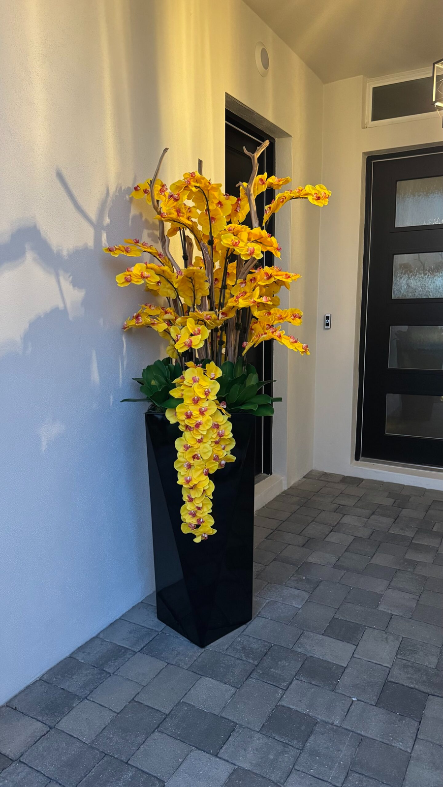 Orchideen Gelb Schwarz – Realtouch Orchideen-Arrangement