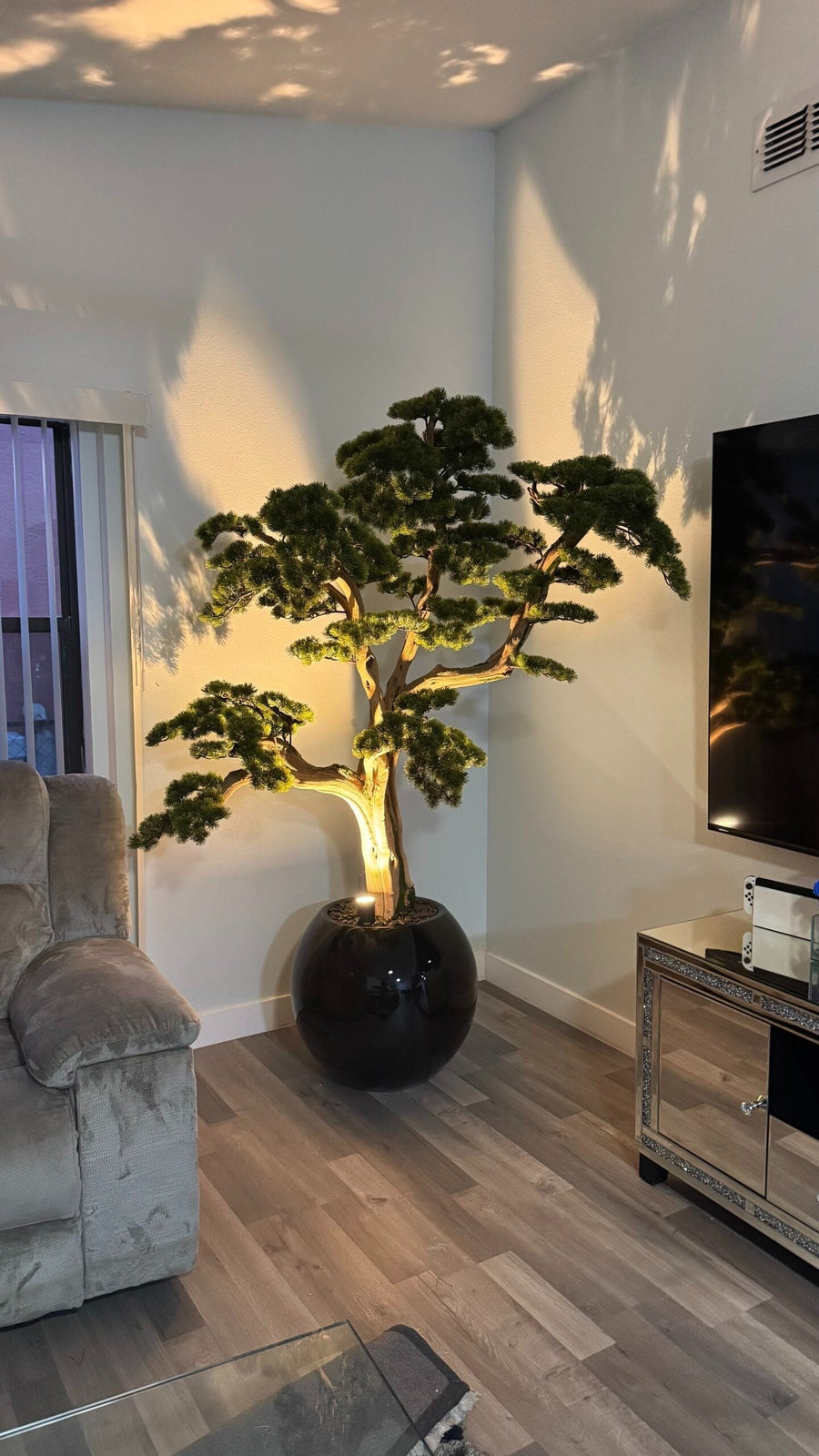 Bonsai Schwarz 180 cm – Kunstbonsai im Design-Pflanzgefäß