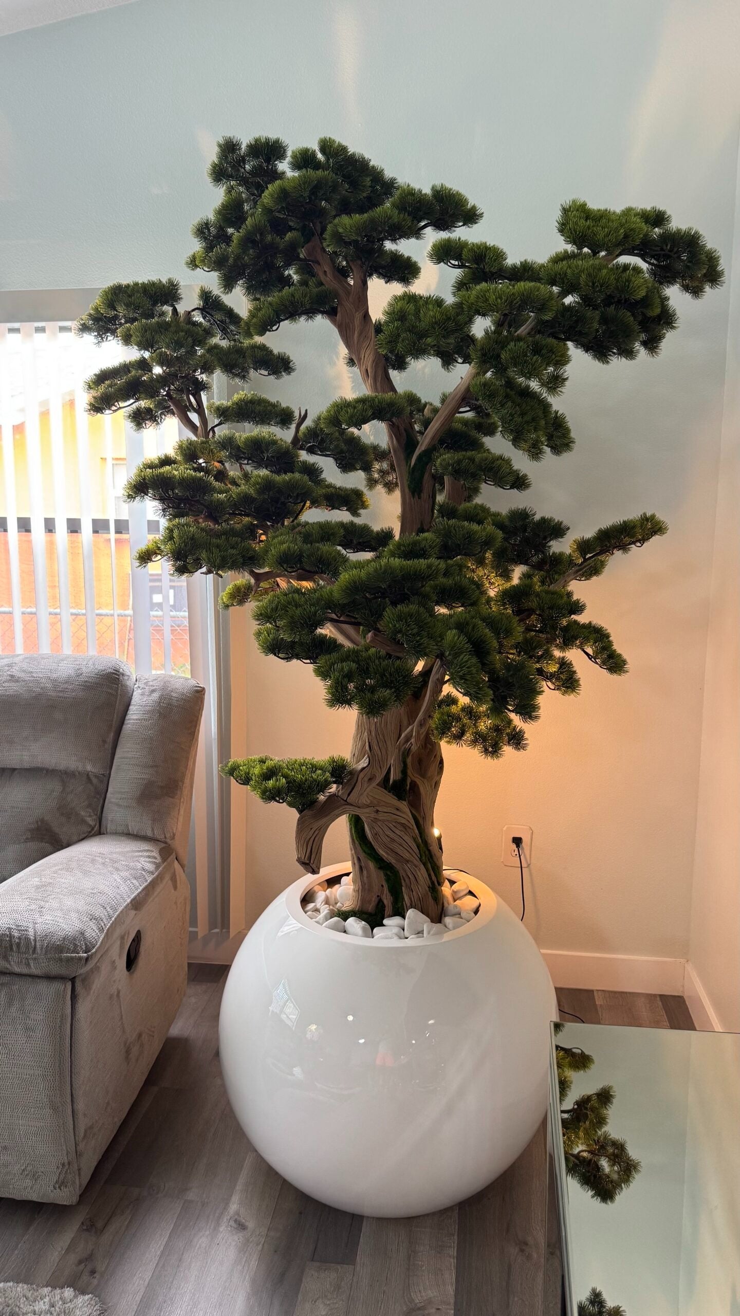 Bonsai Weiss 240 cm – Kunstbonsai im Design-Pflanzgefäß