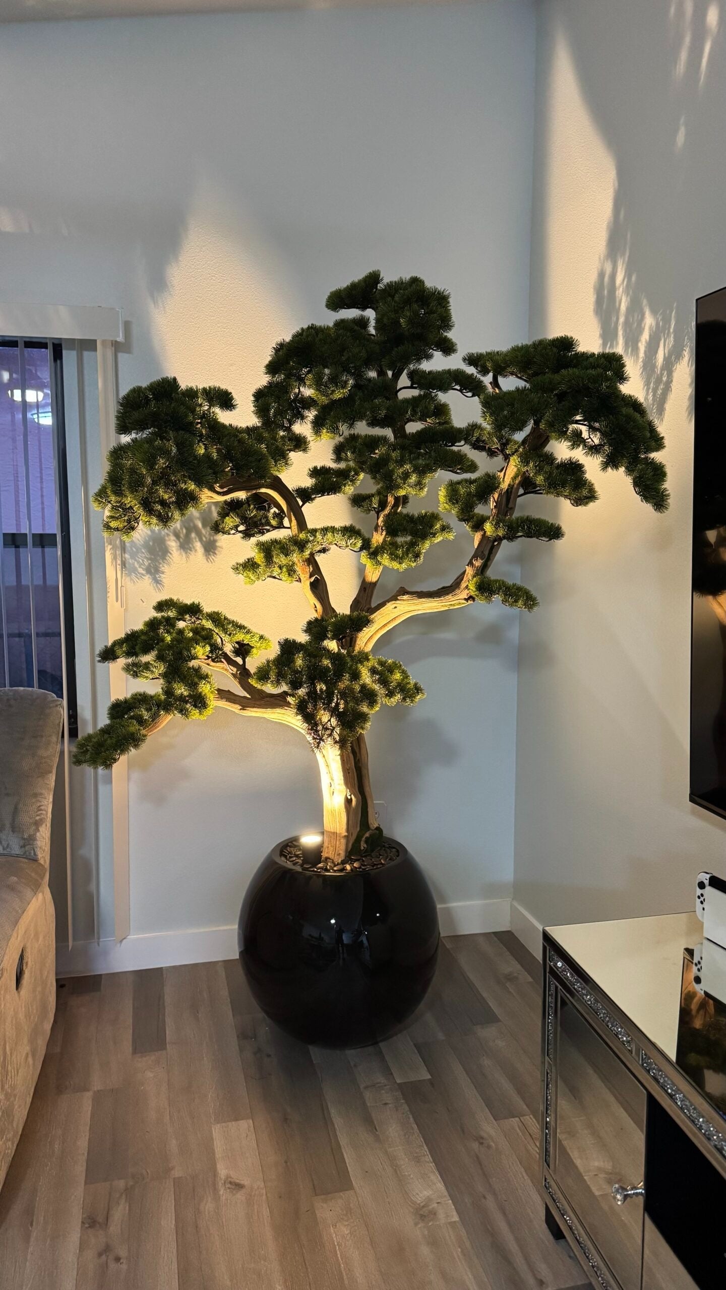 Bonsai Schwarz 180 cm – Kunstbonsai im Design-Pflanzgefäß